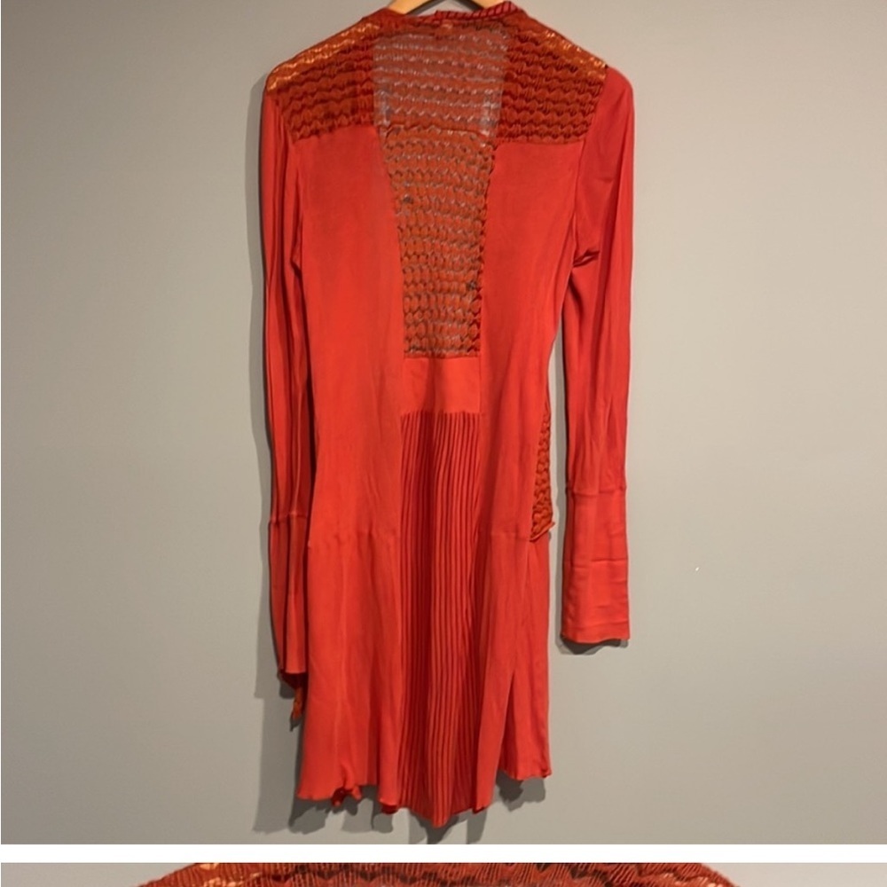 Anthropologie Tiny Open Knit Drape Coral Crochet
Trim Cardigan Sweater SzS VGUC - Picture 14 of 16